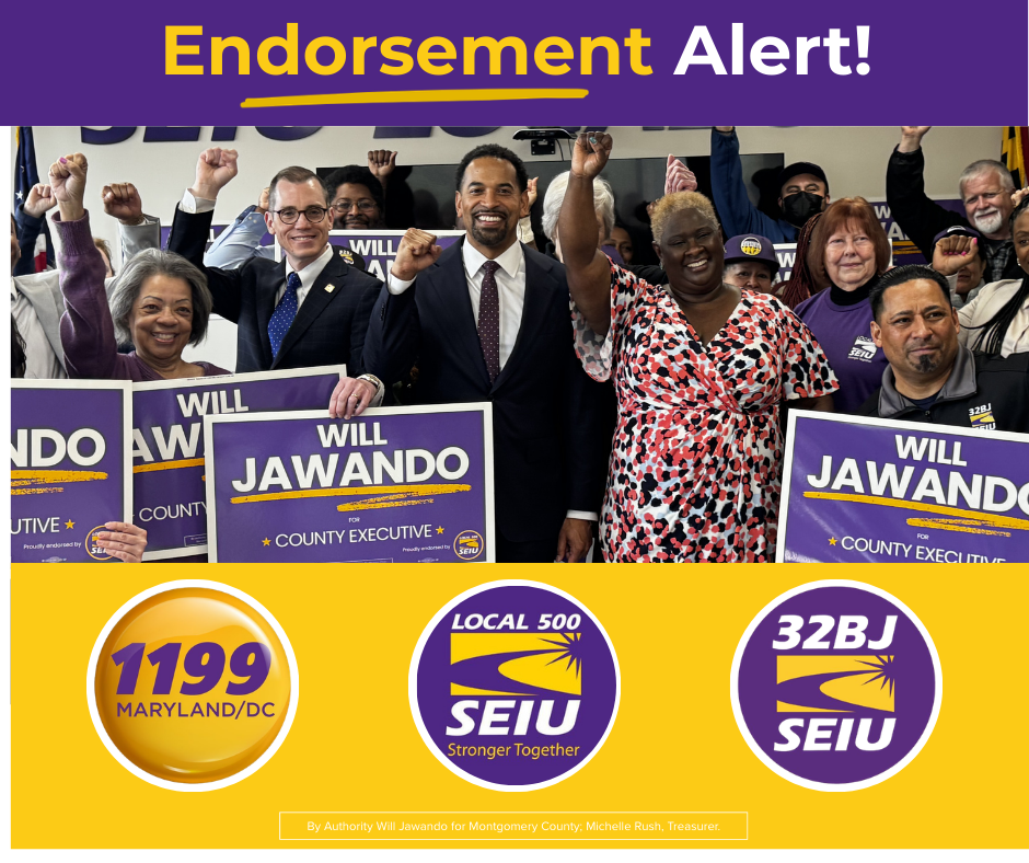 40,000-Strong Union Coalition Endorses Will Jawando for Montgomery County Executive