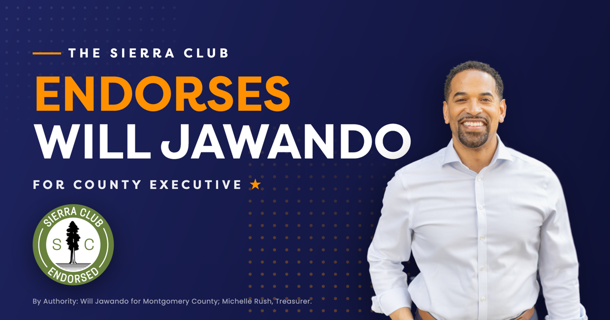 Sierra Club Endorses Will Jawando for Montgomery County Executive